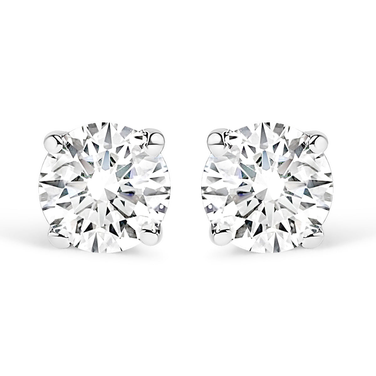 .925 Sterling Silver 1/5 Cttw Round Lab Grown Diamond Classic 4-Prong Solitaire Stud Earrings (F-G Color, VS1-VS2 Clarity)