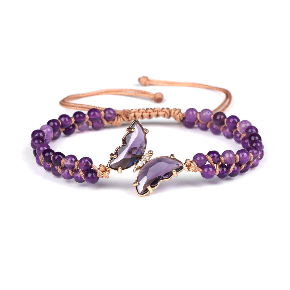 Light Luxury Butterfly Pendant Woven Bracelet