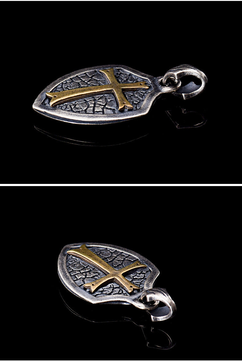 S925 Sterling Silver Cross Shield Pendant