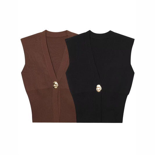 Elegant Casual Commuting Vest V-neck Tank Top for Women withDesign Sense