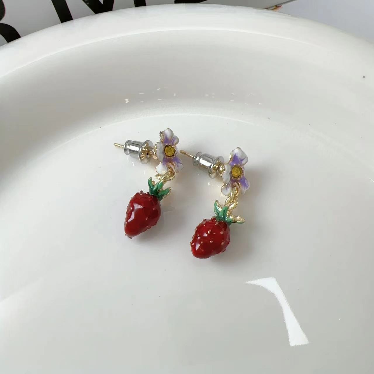 Strawberry Flower Stud Earrings