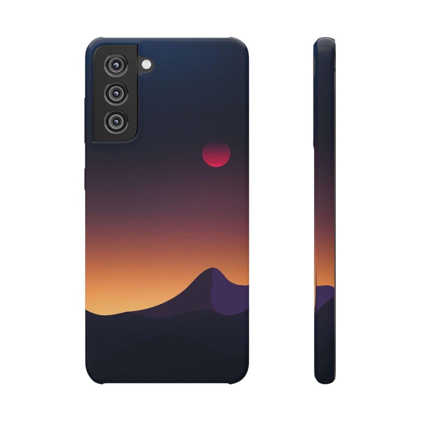 Samsung Soft Silicon Case with Minimalist Sunset Mountain Landscape Design