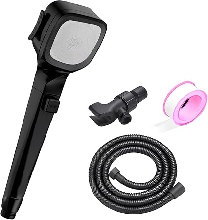 11-Inch Matte Black Shower Head with 59" Hose, 4 Settings & Dual-Outlet High Pressure — Wall-Mounted Handheld Shower