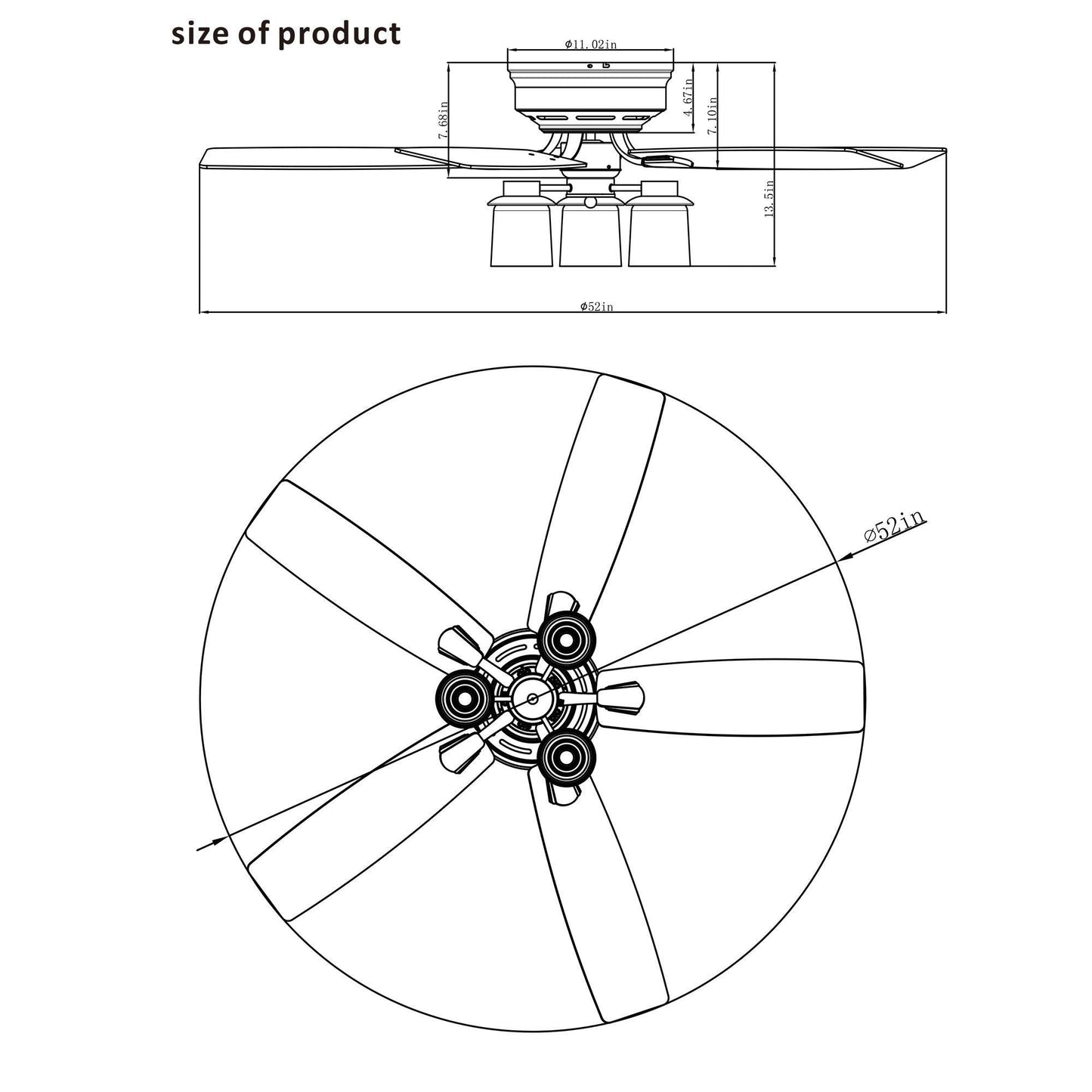 52" Bangatore Traditional Chrome Flush Mount Reversible Ceiling Fan with Lighting and Remote Control