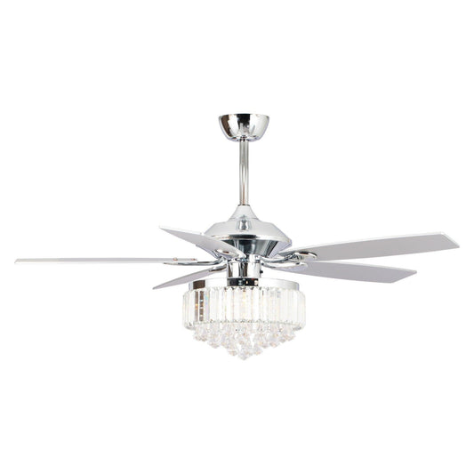 52" Elkton Modern Reversible Crystal Fandelier with Lighting and Remote Control