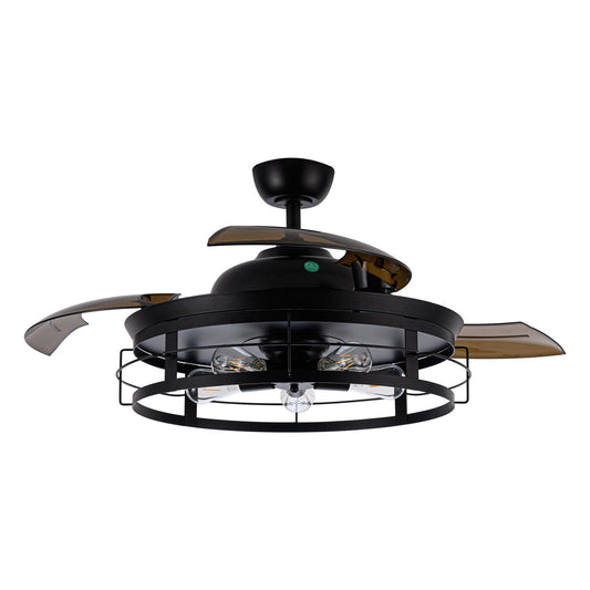 52" Industrial Downrod Mount Ceiling Fan With Lighting And Remote Control