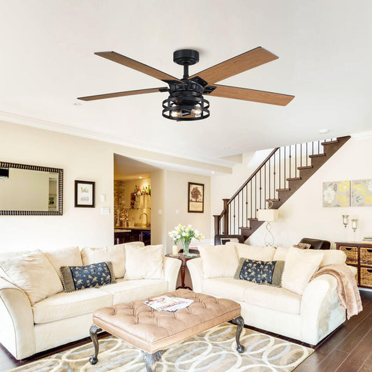 52" Industrial Reversible 5 Blade Led Ceiling Fan