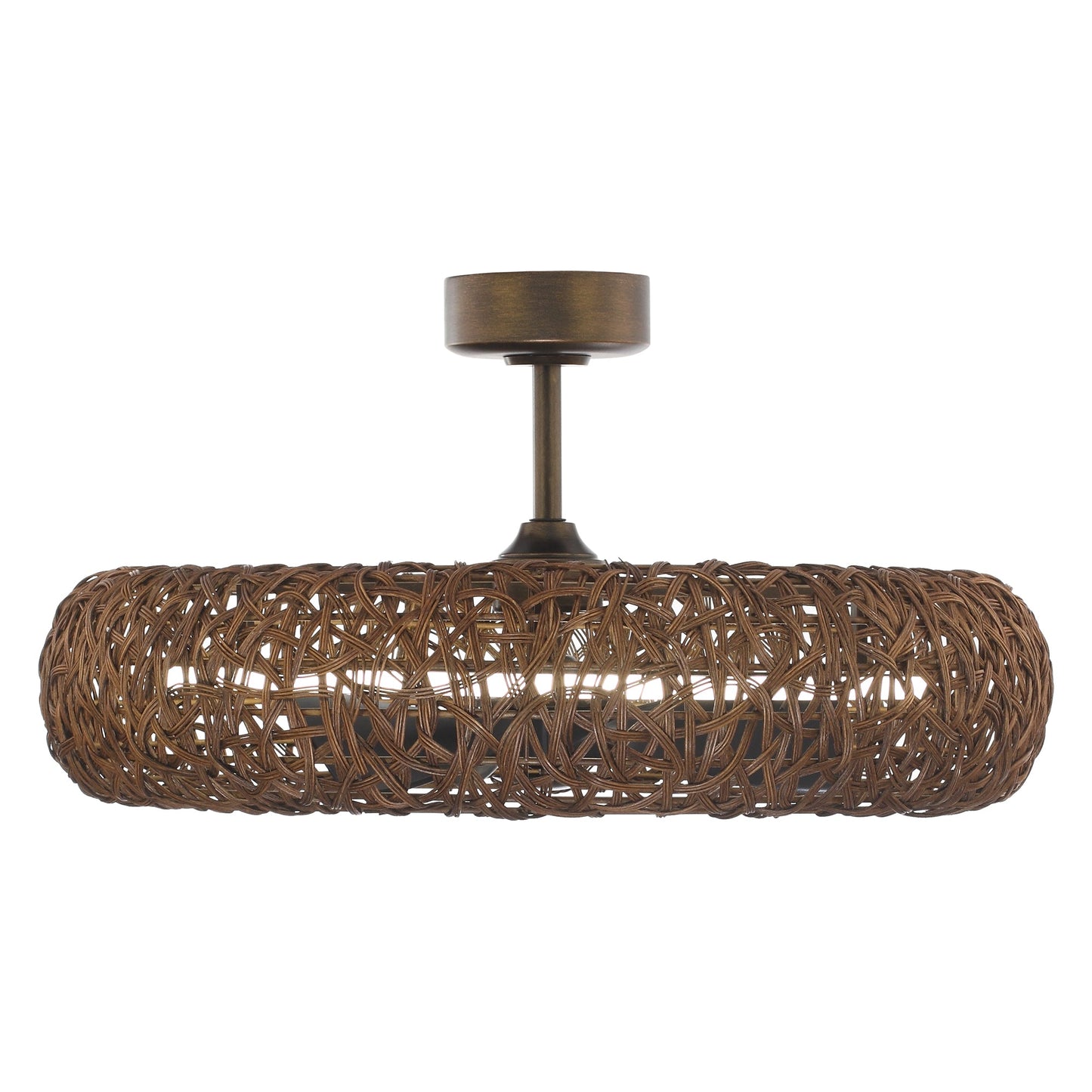 Perimost 35 Inch Golden Bronze Downrod Mount Luxury Fandelier with Light and Remote Control