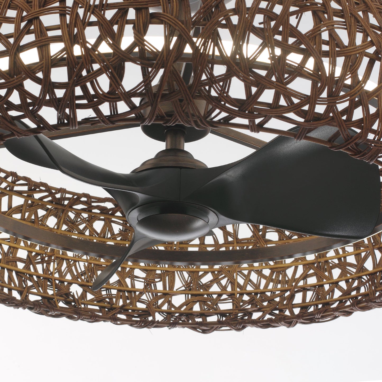 Perimost 35 Inch Golden Bronze Downrod Mount Luxury Fandelier with Light and Remote Control