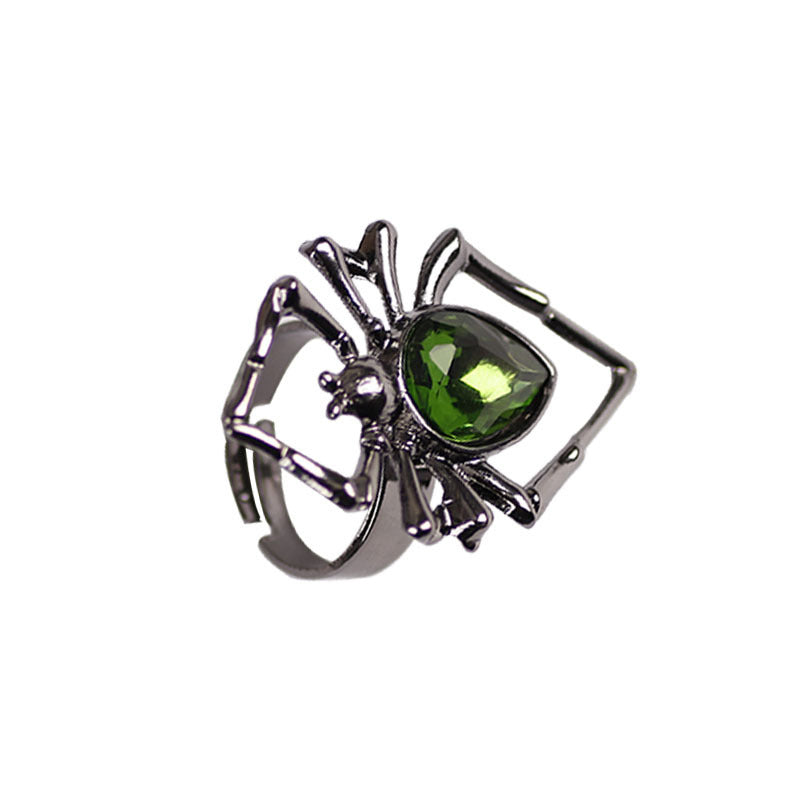 Retro Black Spider Rhinestone Ring