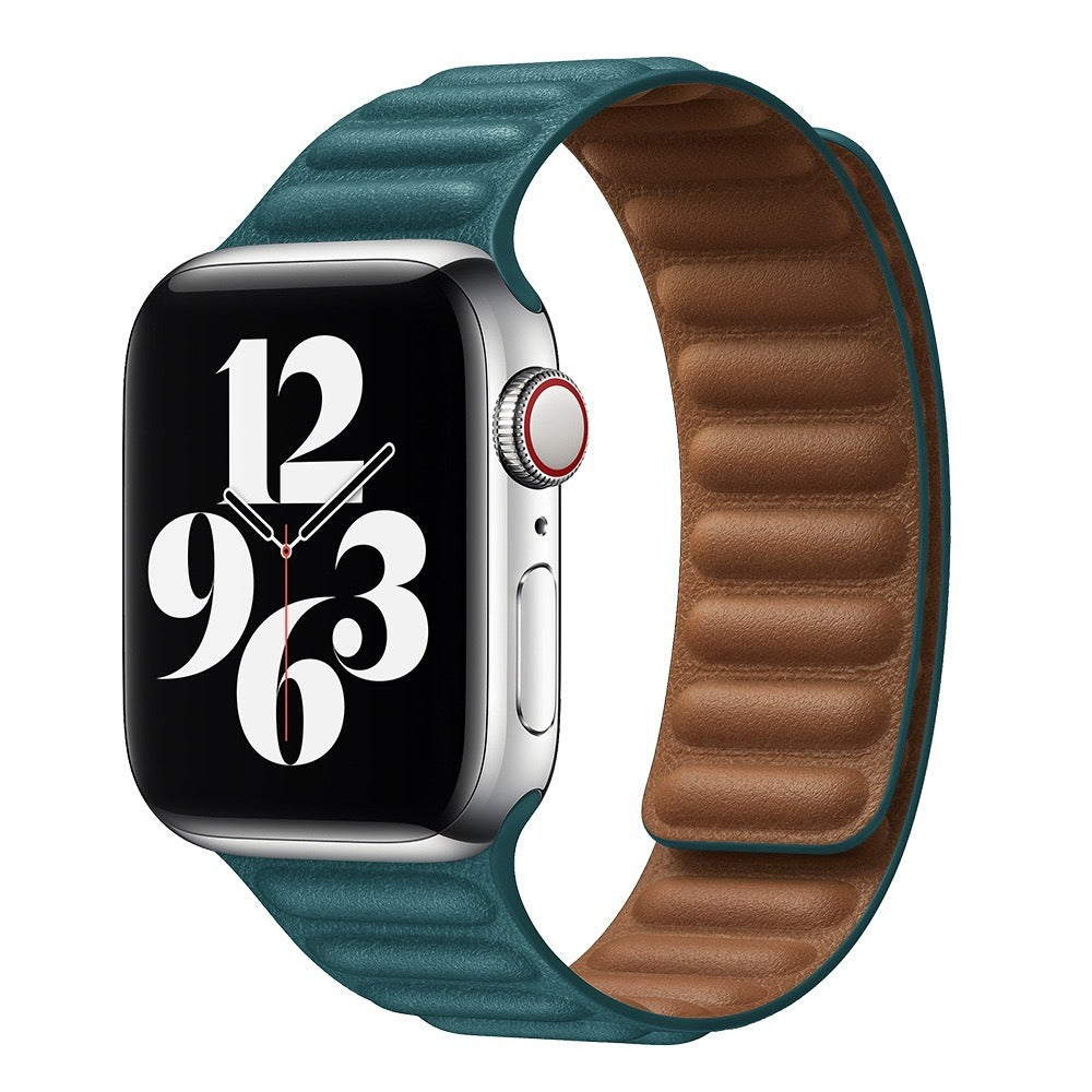 Suitable For iwatch8 Watchband S7 SE 6/5/43 Magnetic Suction New Leather Loopback Chain Apple Watch Wristband