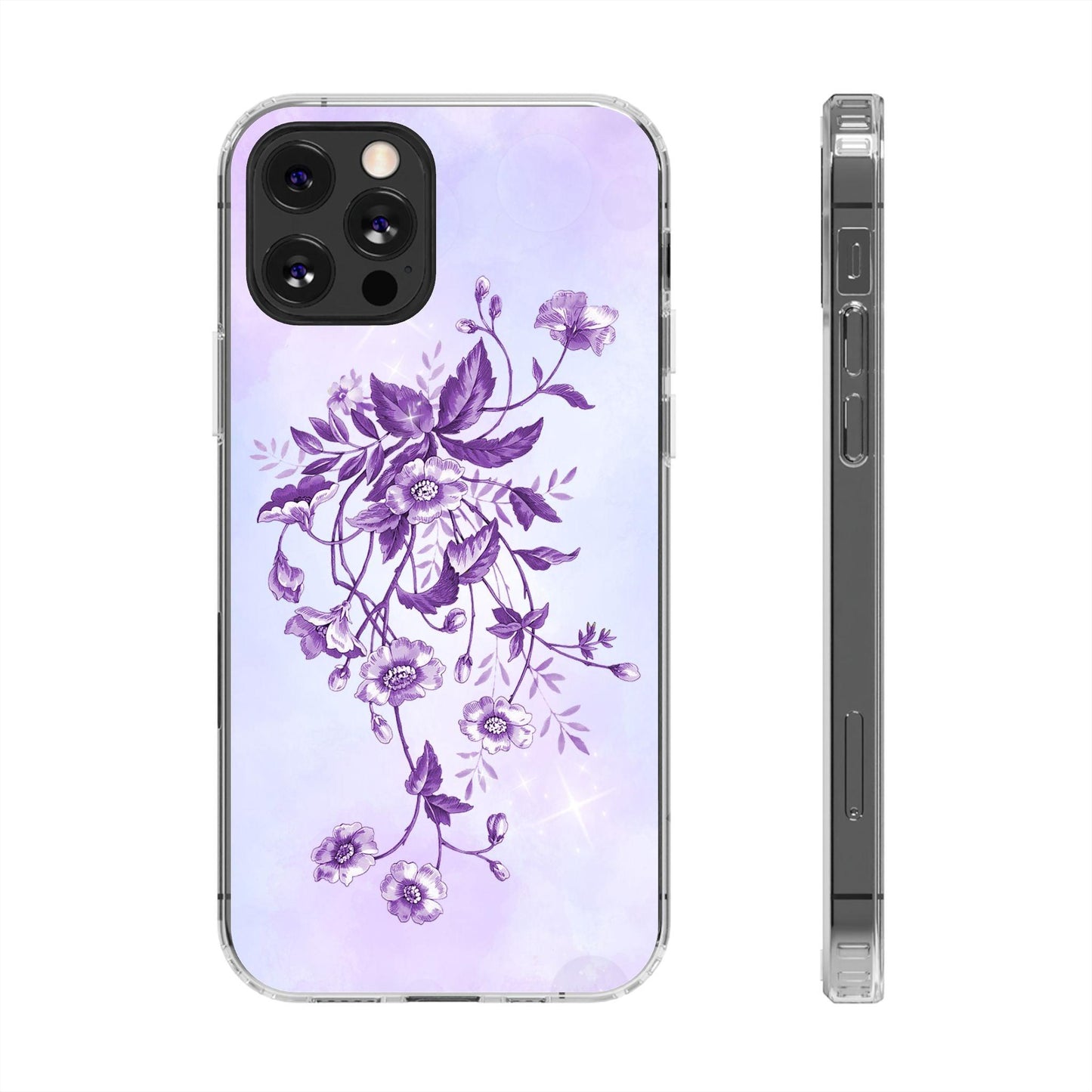 Floral design In Purple Clear Cases