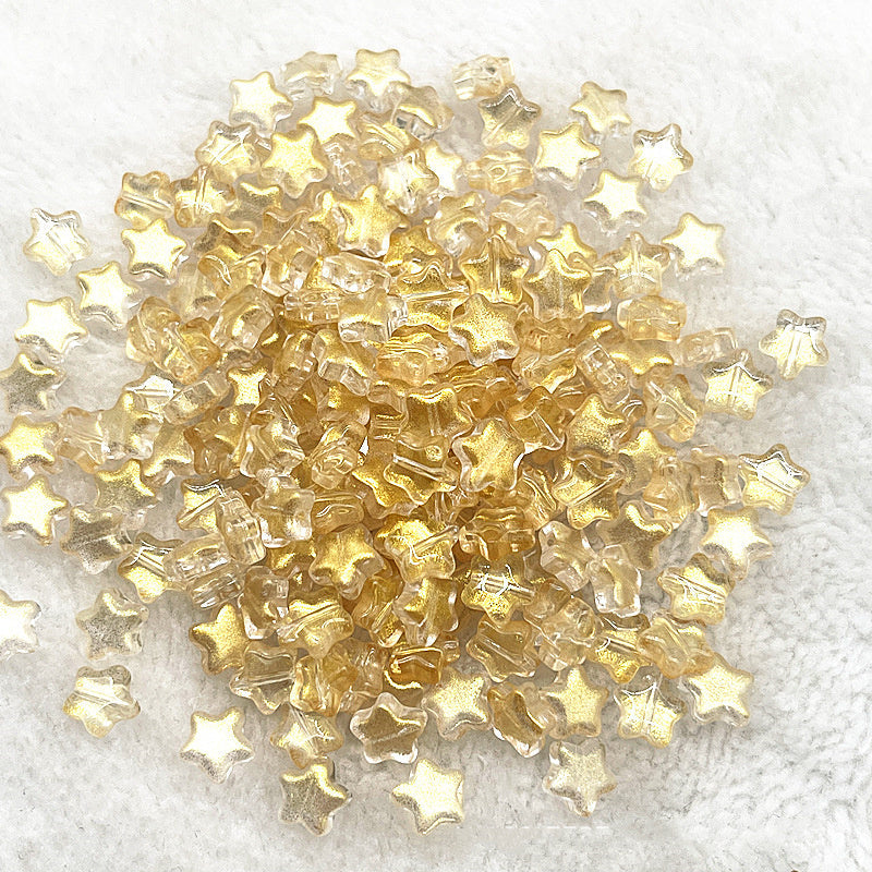 8mm Gold Pentagram Glaze Beads