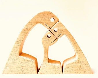 DIY Wooden Dog Figurine Sculpture Home Decor