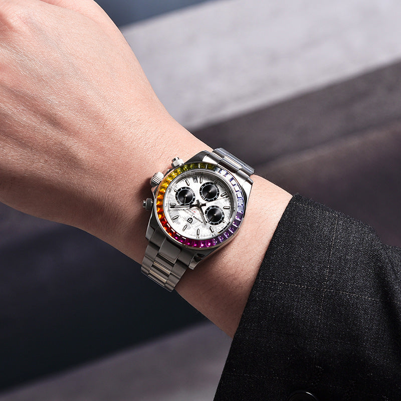 Multifunctional Stainless Steel Quartz Watch for Men