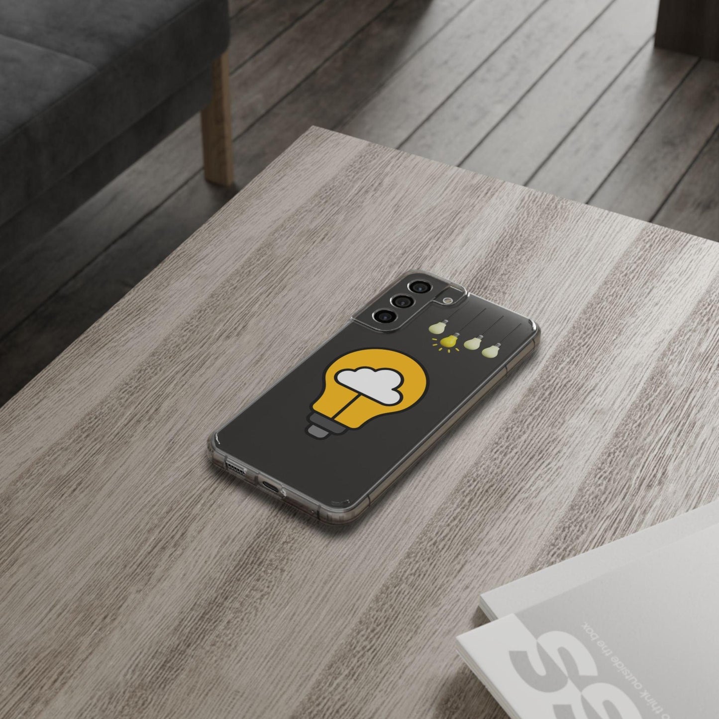 Clear Cases Bulbs with Light Representing Ideas