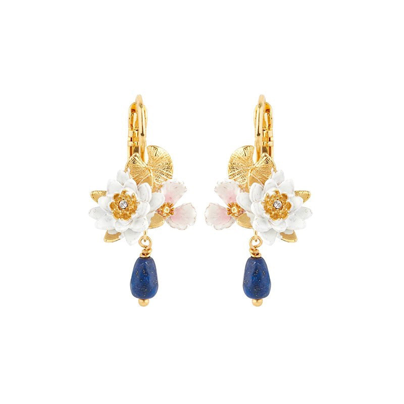 Jardin Monet Vintage Flower Enamel Earrings