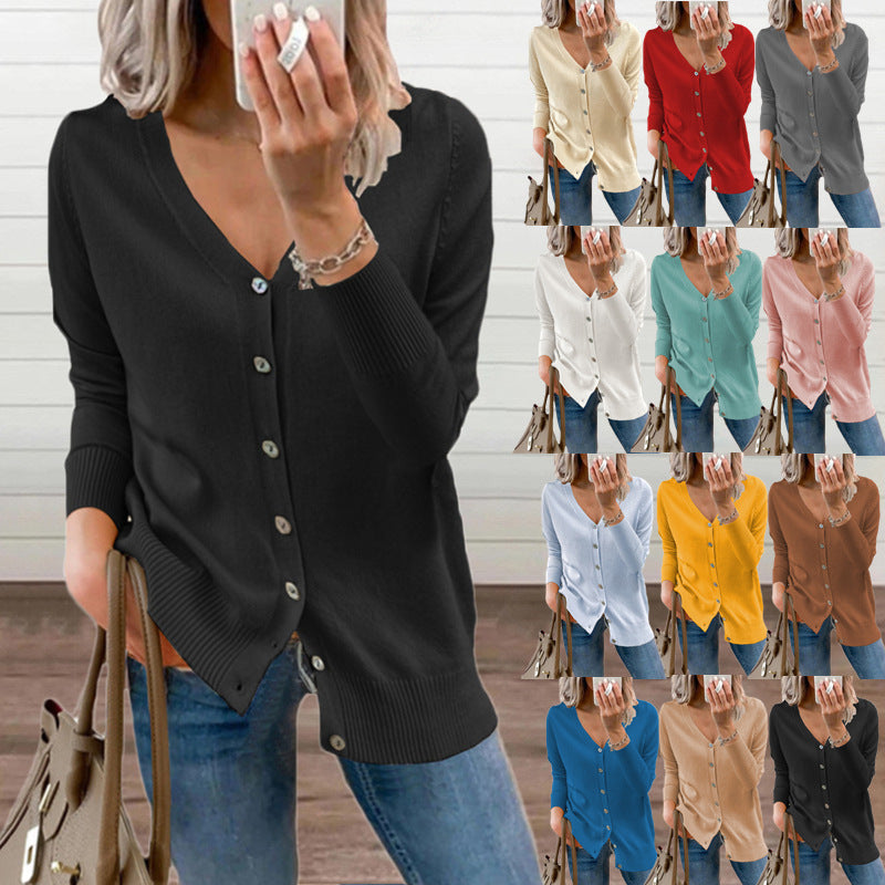 Fashionable Knitted Cardigan Sweater Coat Women's Top