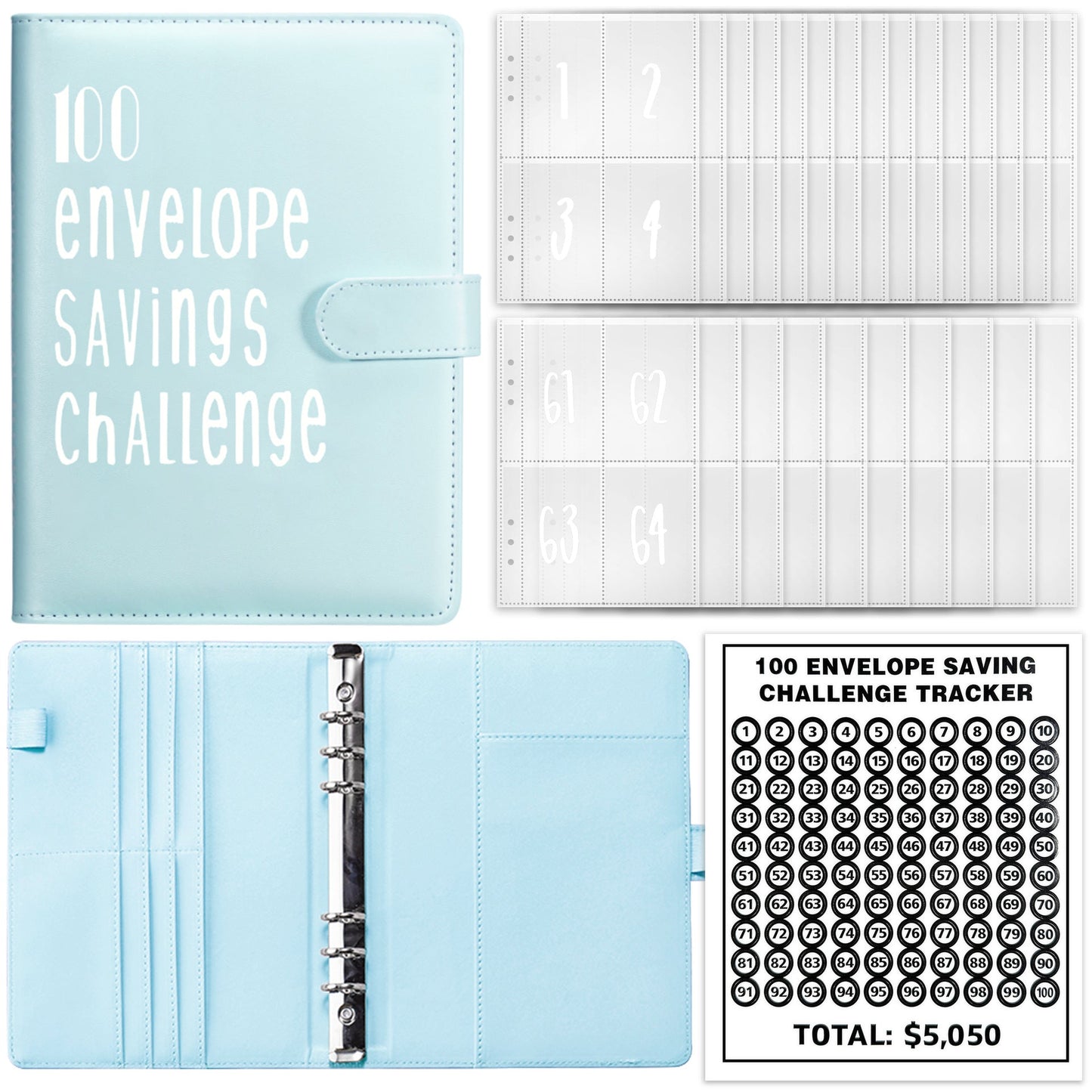 100 Day Challenge Loose leaf Notebook Couple's Savings Notebook Money Saving Envelope Budget Savings Notebook Notepad
