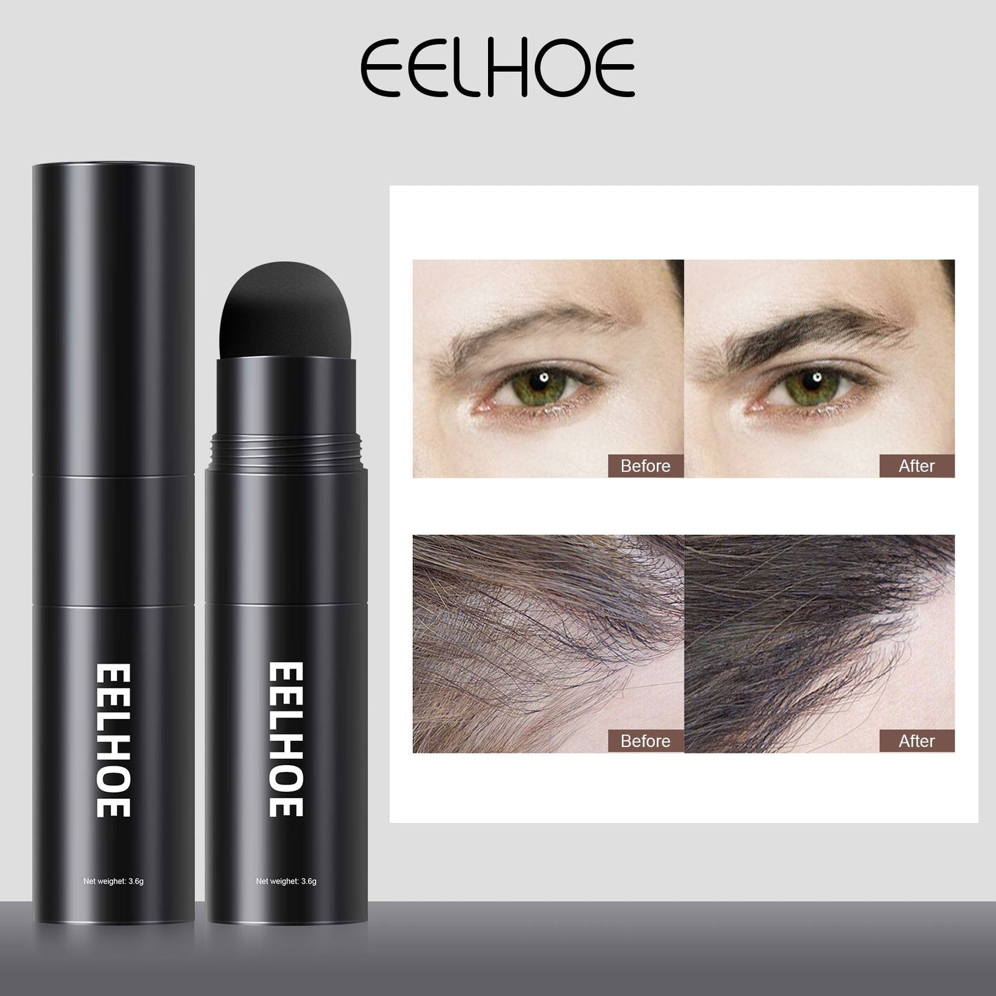 EELHOE Men's Hairline Repair Shadow Powder Eyebrow Powder Replacement Hairline Modification Eyebrow Printing Portable Hairline