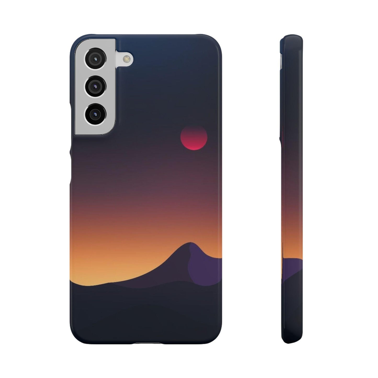 Samsung Soft Silicon Case with Minimalist Sunset Mountain Landscape Design