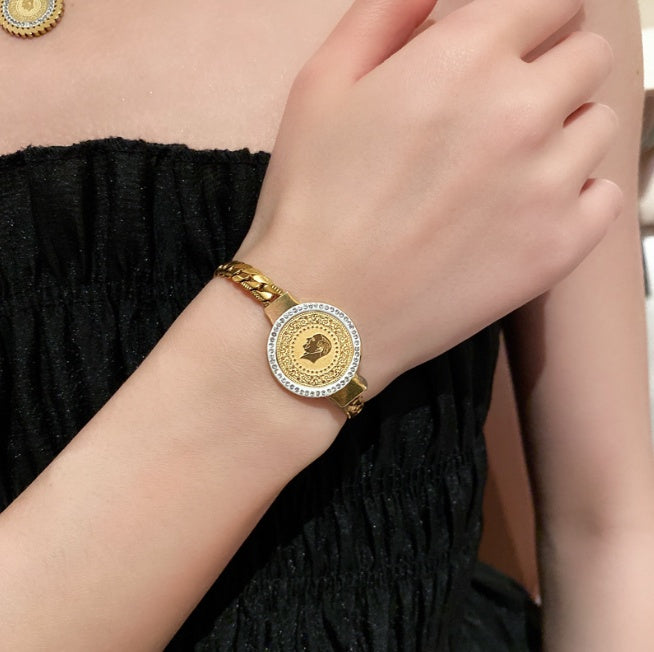 Retro Titanium Steel Diamond Ear Clip Earrings