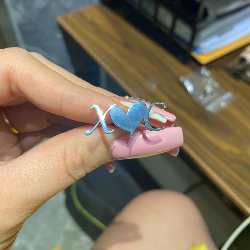 Stainless Steel Name Earrings Initials Buttons