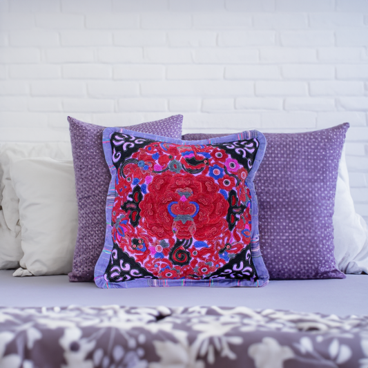 Applique Vintage Flower Handmade Cushion - Thailand
