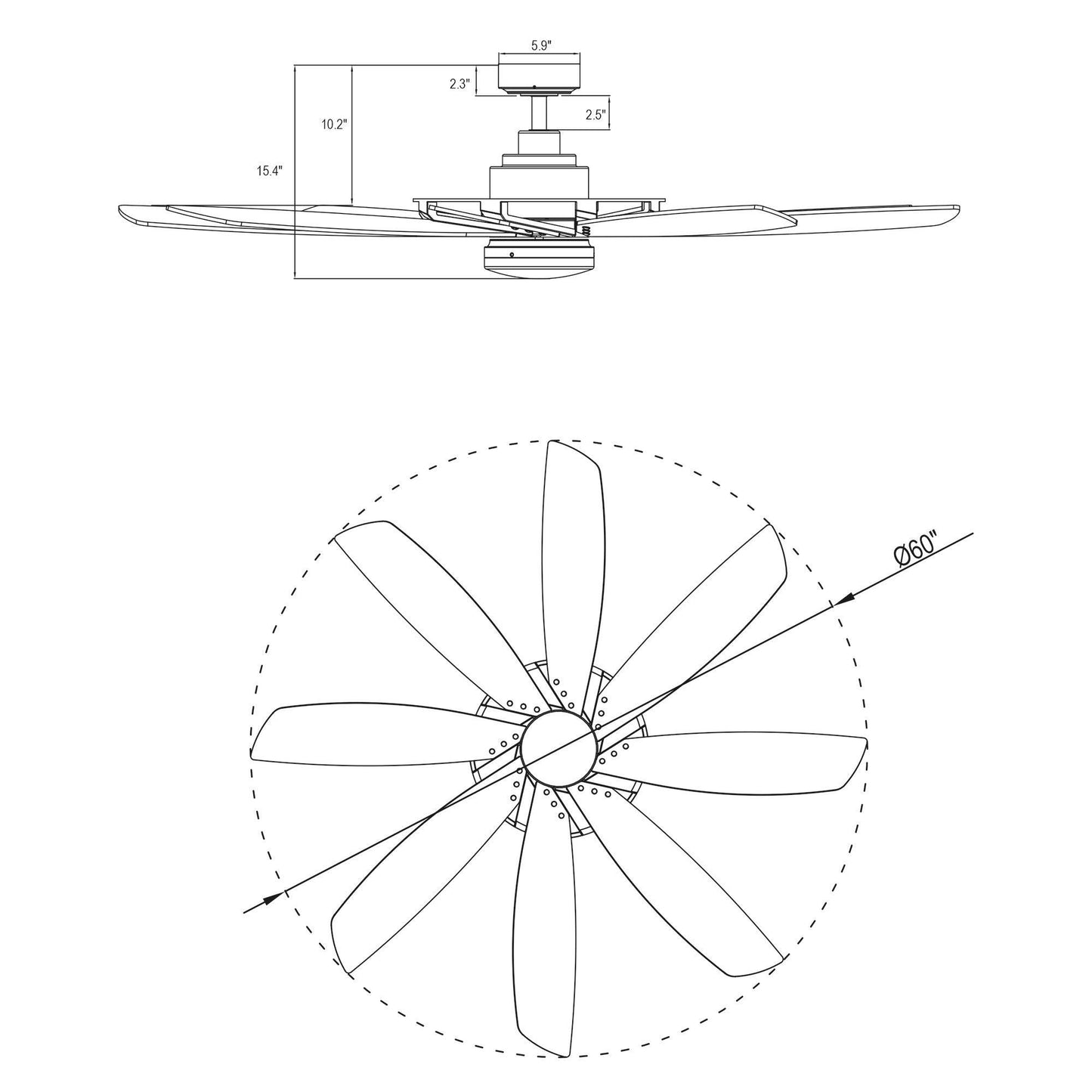 60" Antone Industrial DC Motor Downrod Mount Reversible Ceiling Fan with Lighting and Remote Control