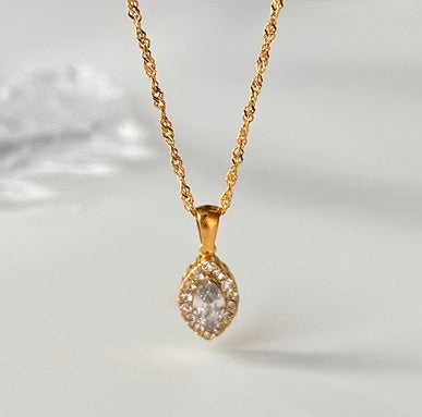 Horse Eye Zircon Titanium Necklace