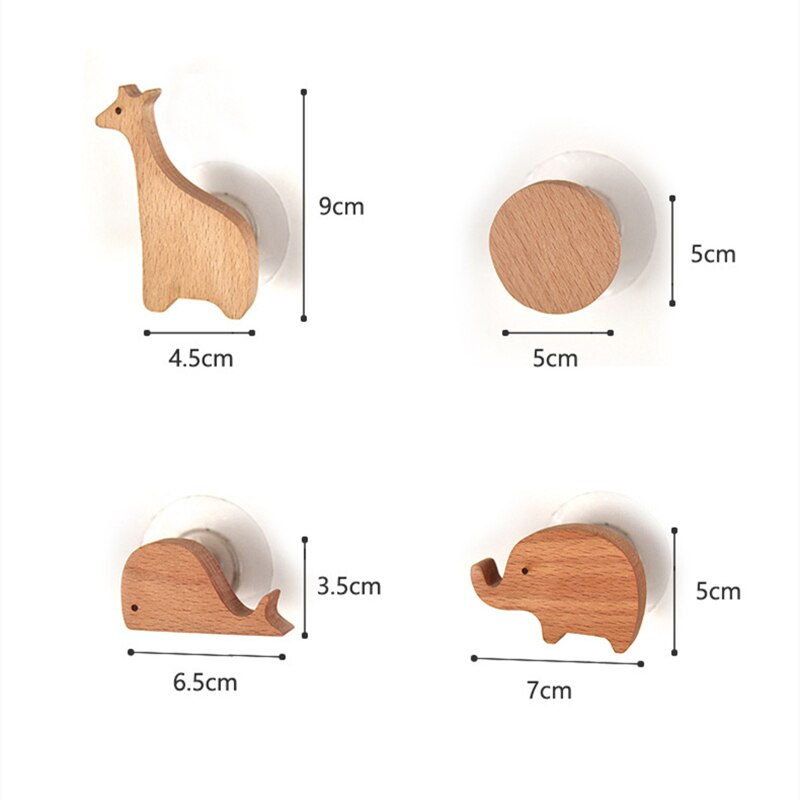 Nordic Indoor Wooden Solid Wood Hemp Rope Animal Tissue Holder Children's Room Decoration Wall Hanger Hemp Rope Hook Toilet Paper Holder