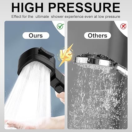 11-Inch Matte Black Shower Head with 59" Hose, 4 Settings & Dual-Outlet High Pressure — Wall-Mounted Handheld Shower