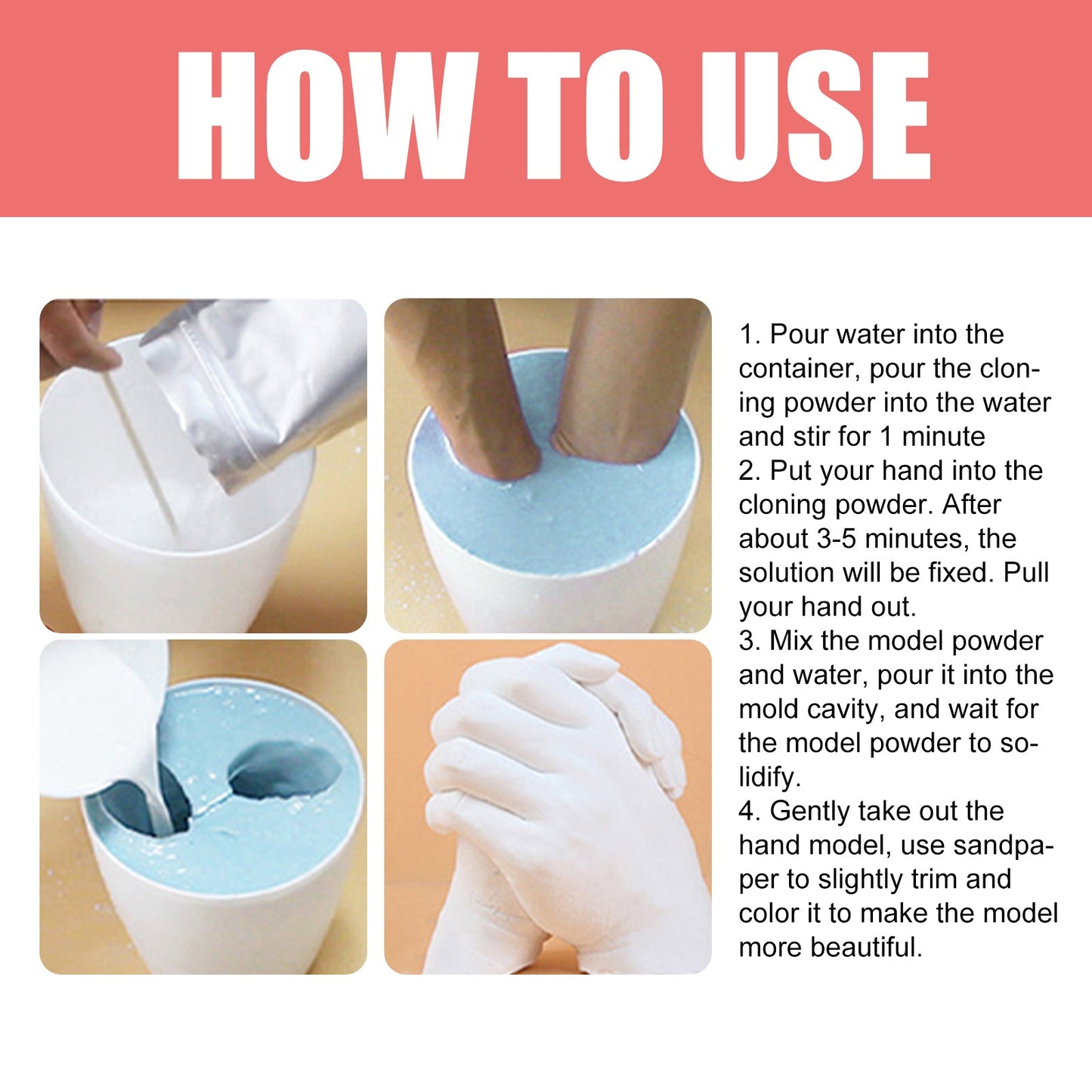 Hand Casting Kit, Three-Dimensional Hand Model Plaster Clone Model Homemade Commemorative Gift Crafts