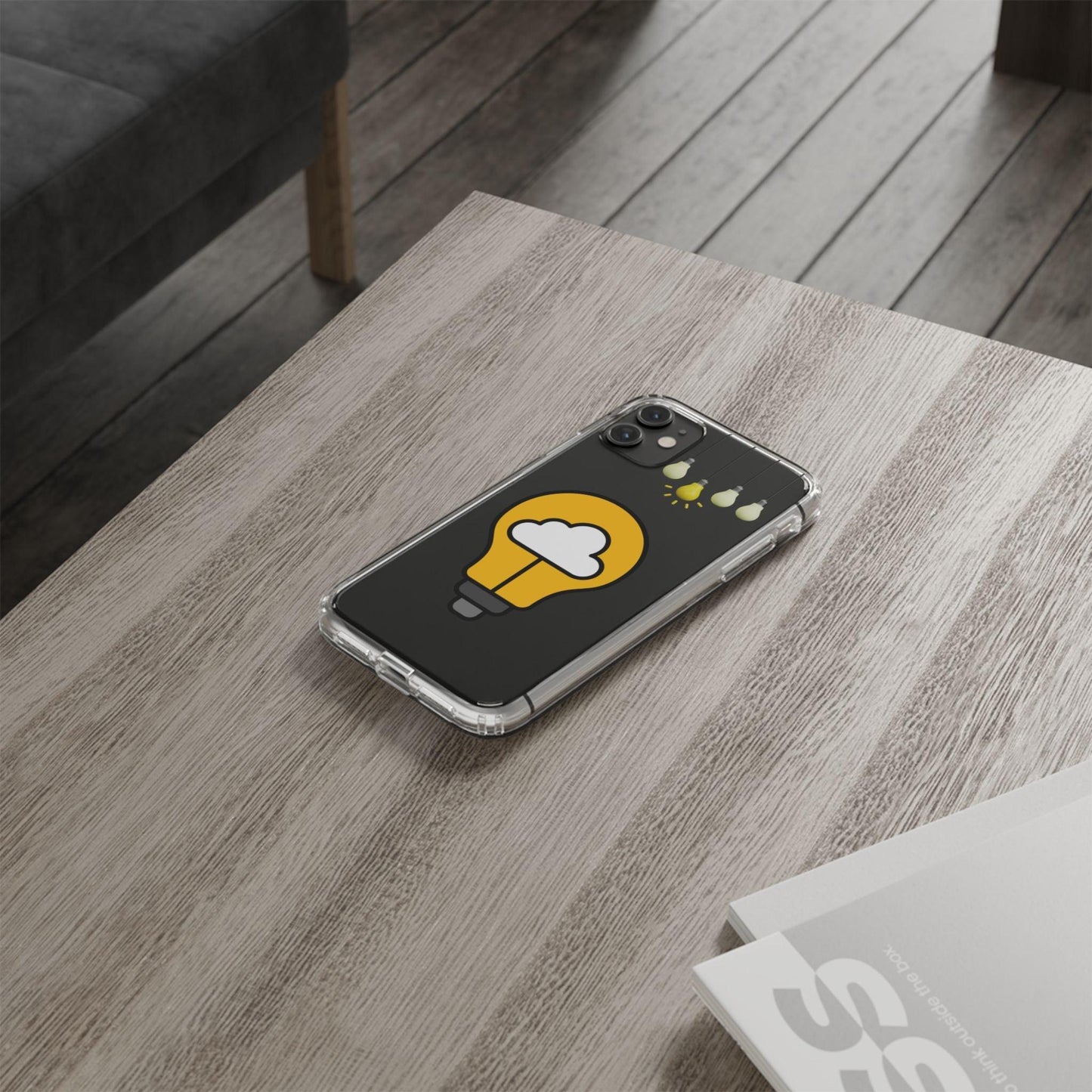 Clear Cases Bulbs with Light Representing Ideas