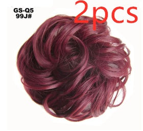Fluffy Drawstring Curly Hair Bun Hair Set