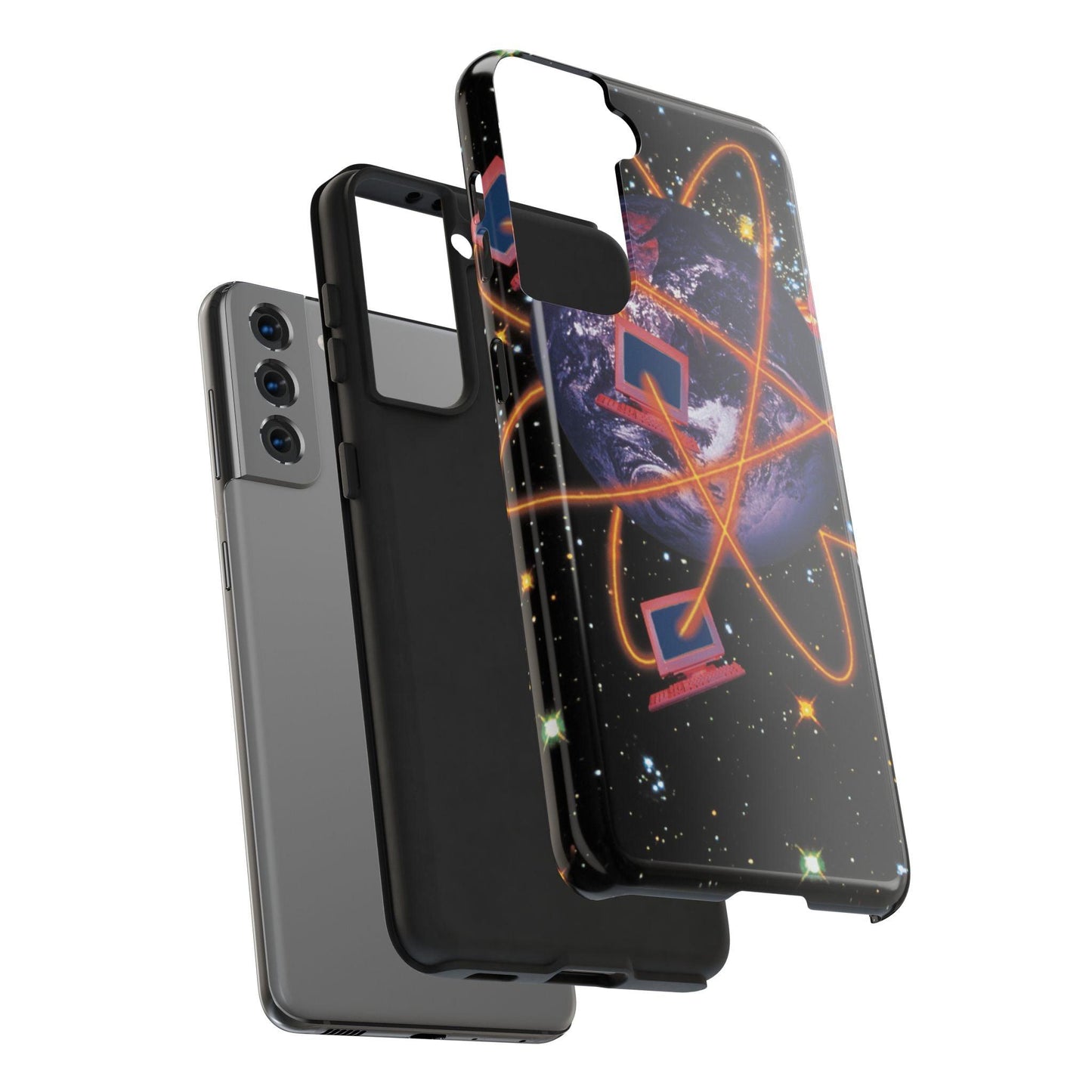 Computer Galaxy Printed With Orbiting Tough Phone Cases