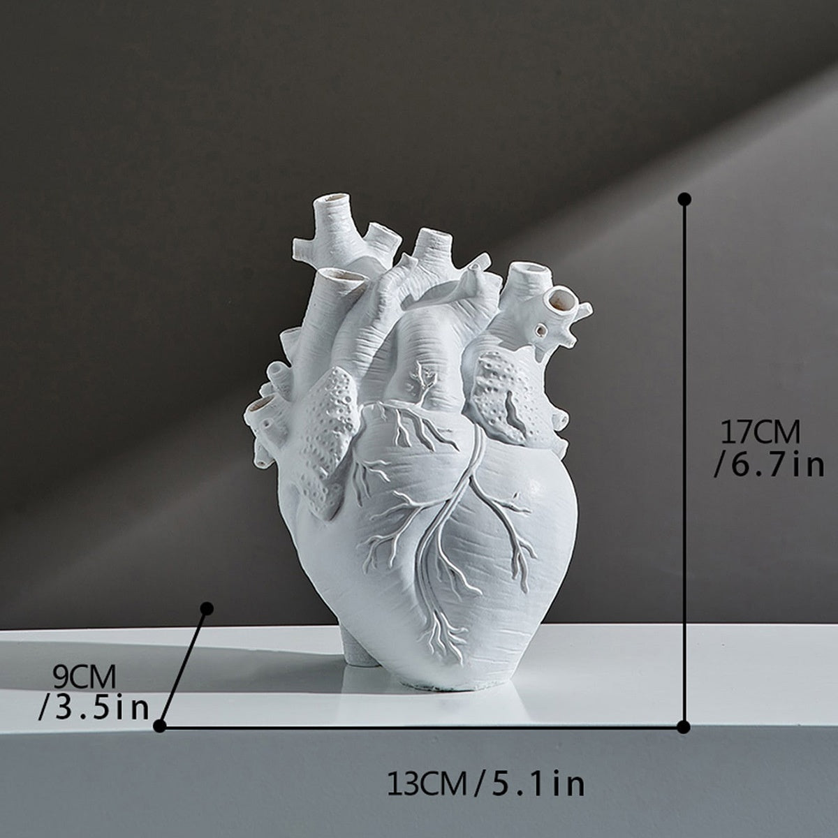Heart-Shaped Flower Vase Resin Ornament Desktop Living Room Plant Pot Table Decoration Craft