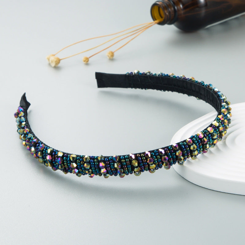 Hand Woven Beaded Headband Female Baroque Beaded Hair Binding Korean Version Net Red Wash Face Hair Accessories