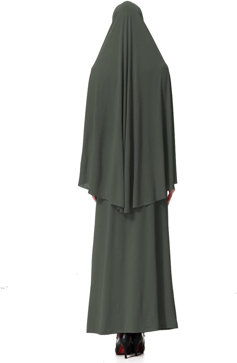 Muslim Islamic Women'S Khimar 2Pcs Sets Soft Distinctive Prayer Dress Hijab Abaya Suit(10 Colors Available)