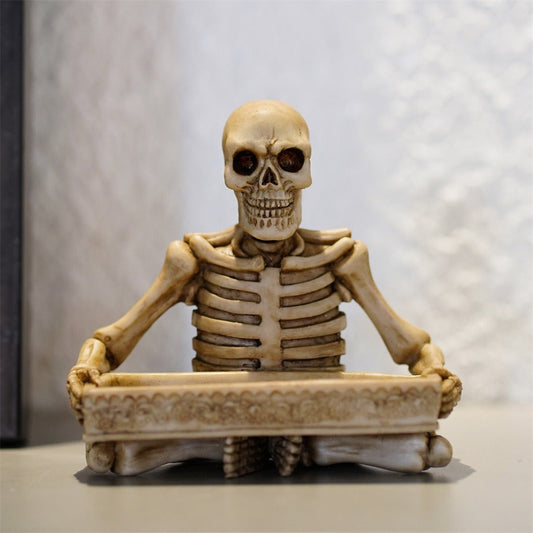 Antique Skull Holding Slot Storage Small Tray