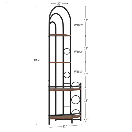 4-Tier Corner Bookshelf, Modern Style, Plant Stand with Metal Frame