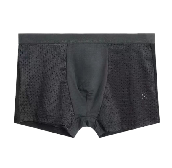 Modal Solid Ice Silk Antibacterial Underwear for Men's Mid Waist Breathable Four Square Corner Underwear