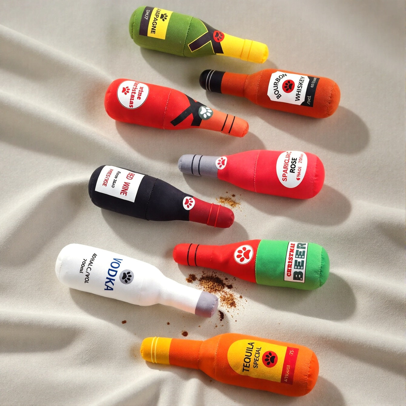 Dog Toy Realistic Wine Bottle Chew-Resistant Self-Entertainment Plush Toy for Cats and Dogs Teeth Cleaning Sound-Making Toy