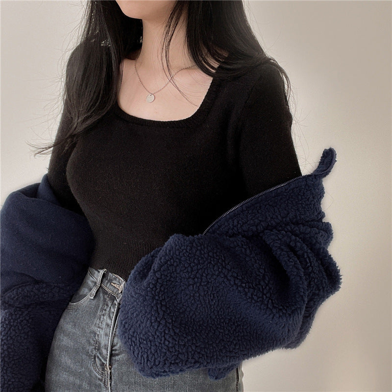 Women's Thermal Faux Fur Zip Cardigan