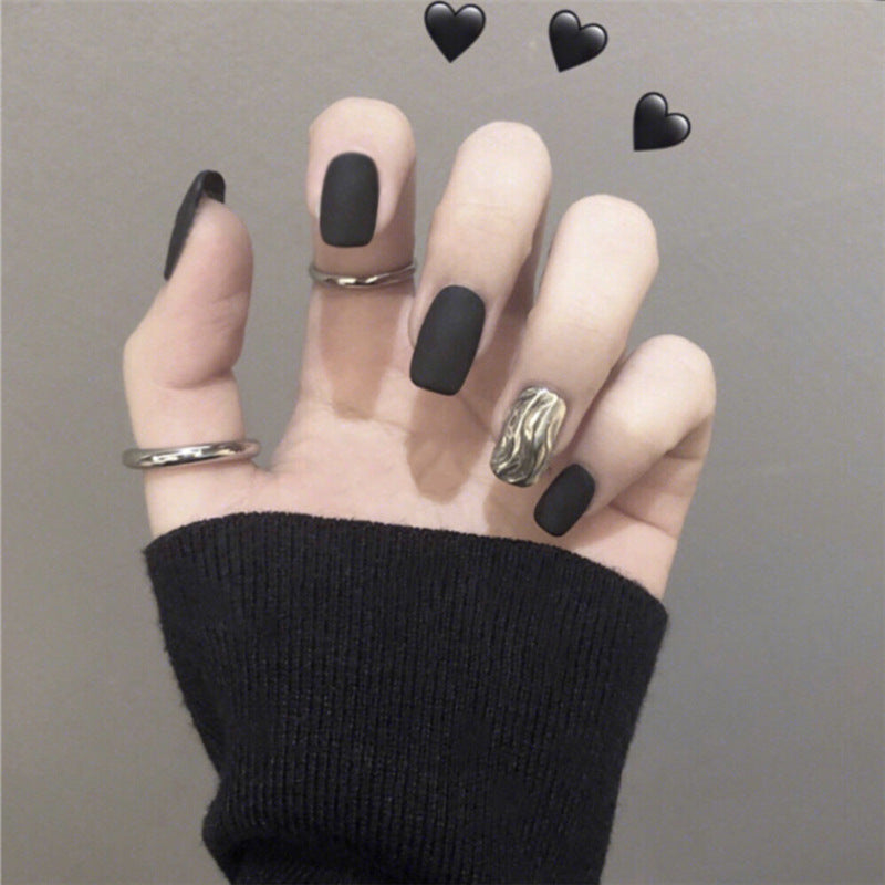 Fashionable Blue and Graffiti Pattern Fake Nails