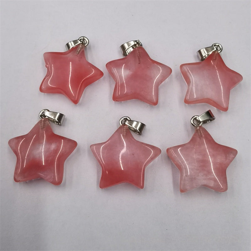 Natural Stone Crystal Agate Star Pendant