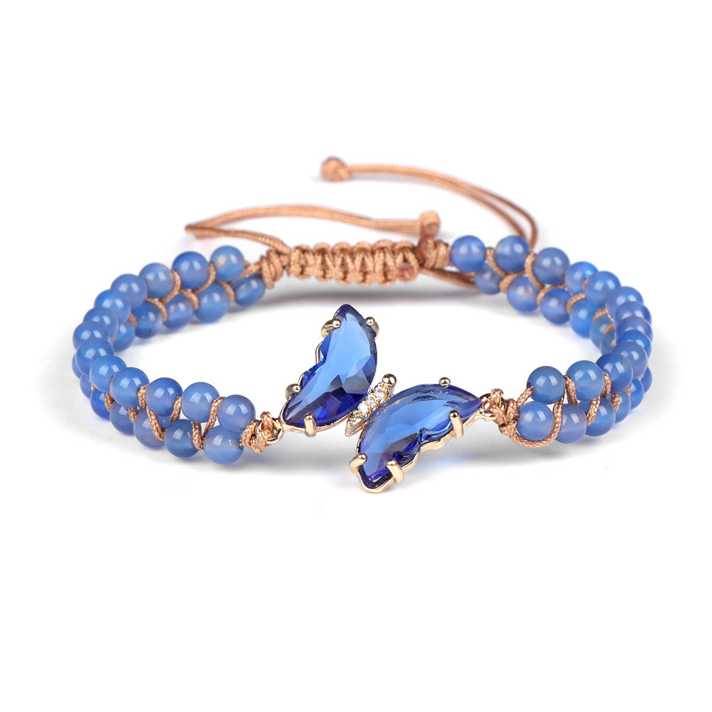 Light Luxury Butterfly Pendant Woven Bracelet