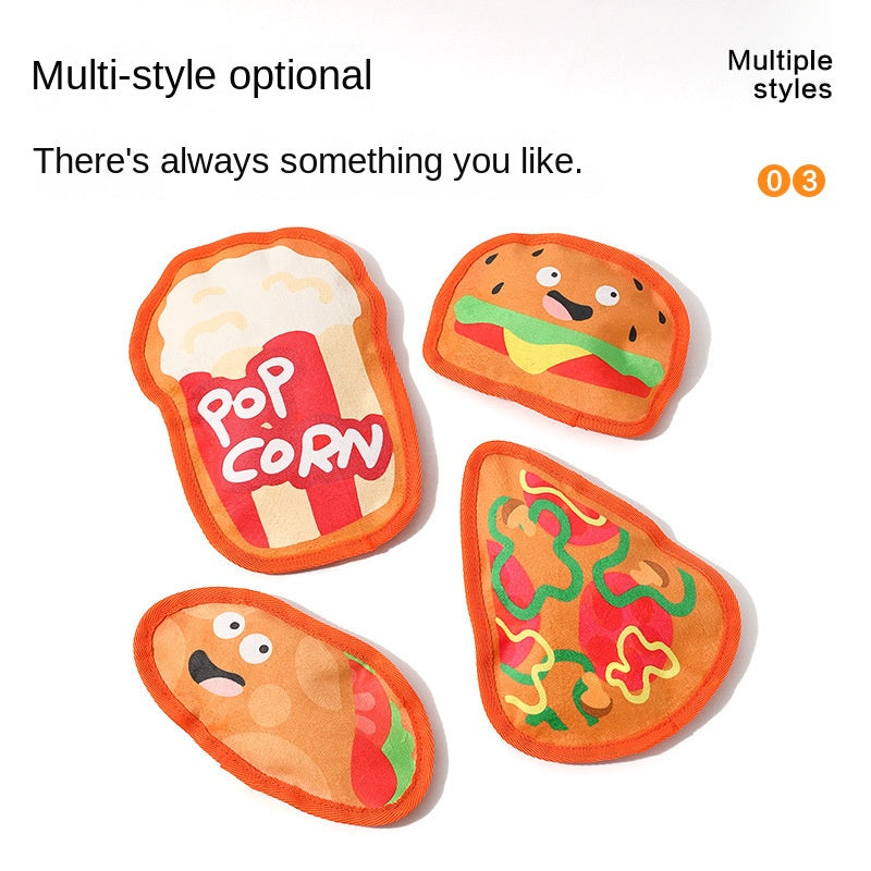 Durable Dog Toy for Chewing, Playing, and Teeth Cleaning - Fun Squeaky Anti-Boredom Design in Hamburger and French Fries Shapes for Small and Medium Dogs