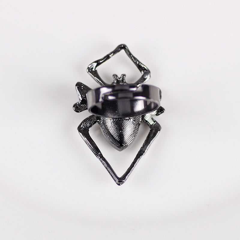 Retro Black Spider Rhinestone Ring