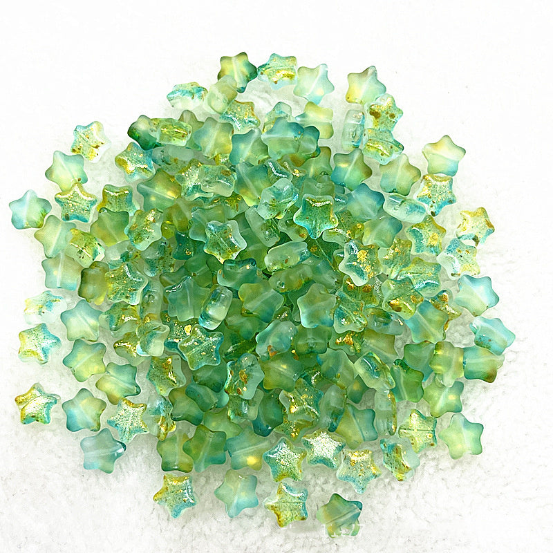 8mm Gold Pentagram Glaze Beads